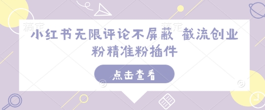 小红书无限评论不屏蔽 截流创业粉精准粉插件-DE云网创