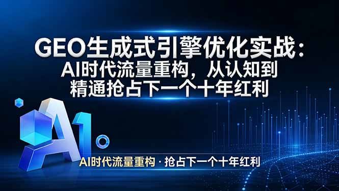 GEO 生成式引擎优化实战:AI时代流量重构,从认知到精通抢占下一个十年红利-DE云网创