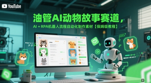 油管AI动物故事赛道，AI+RPA机器人流程自动化制作素材【保姆级教程】-DE云网创