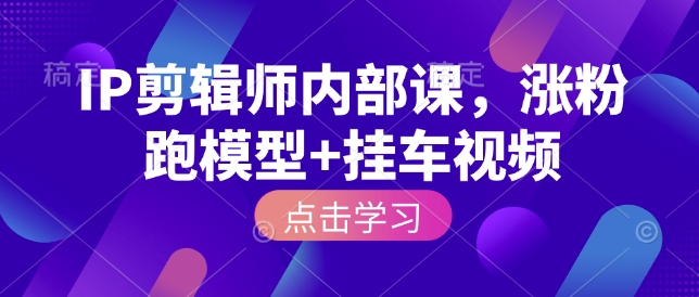 IP剪辑师内部课，涨粉跑模型+挂车视频-DE云网创