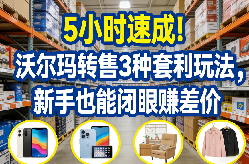 5小时速成！沃尔玛转售3种套利玩法，新手也能闭眼賺差价-DE云网创