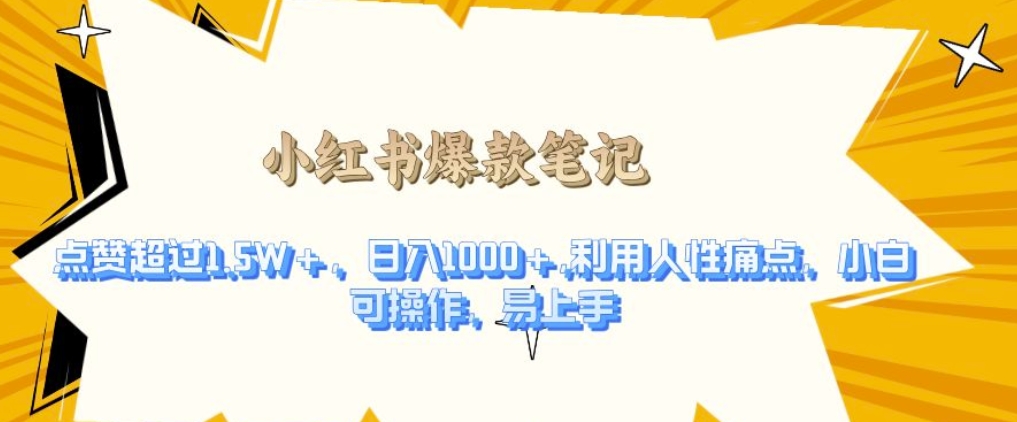利用人性的痛点，打造爆款笔记，获得点赞超过1.5W+，日入1k【揭秘】-DE云网创