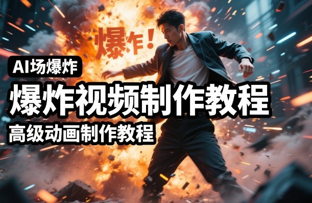 AI场景爆炸视频制作教程，利用人物实拍视频制作出高级的动画特效-DE云网创