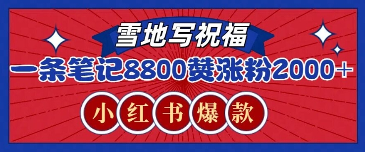 一条笔记8800+赞，涨粉2000+，火爆小红书雪地写祝福玩法-DE云网创