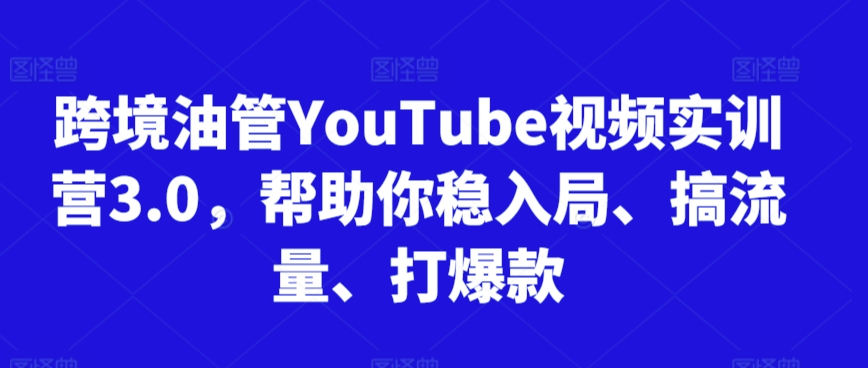 跨境油管YouTube视频实训营3.0，帮助你稳入局、搞流量、打爆款（更新2025）-DE云网创