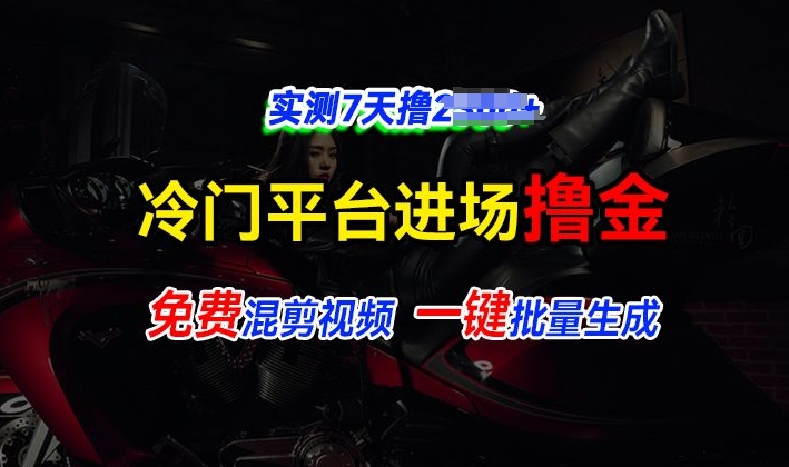 全新冷门平台视频，快速免费进场搞米，通过混剪视频一键批量生成，实测7天撸上千-DE云网创