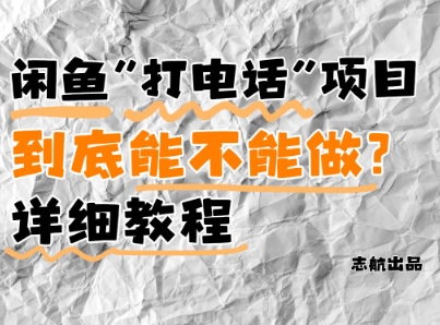 闲鱼新风口！手把手教你靠’打电话’月入5K+(附避坑指南)小白看完立马上手！-DE云网创