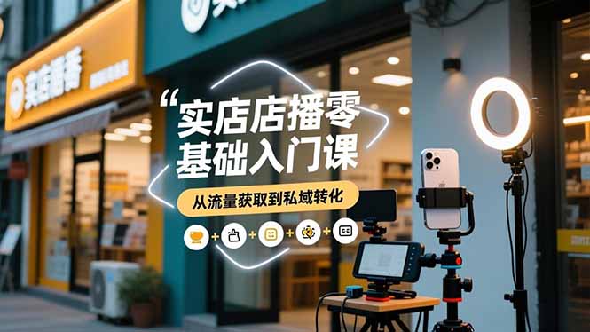 实体店播零基础入门课，实体店+短视频+直播+微信生态+私域社群，从流量获取到私域转化-DE云网创