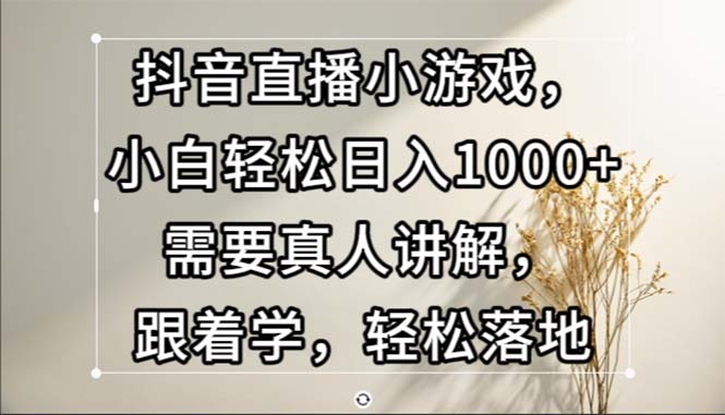 （13075期）抖音直播小游戏，小白轻松日入1000+需要真人讲解，跟着学，轻松落地-DE云网创