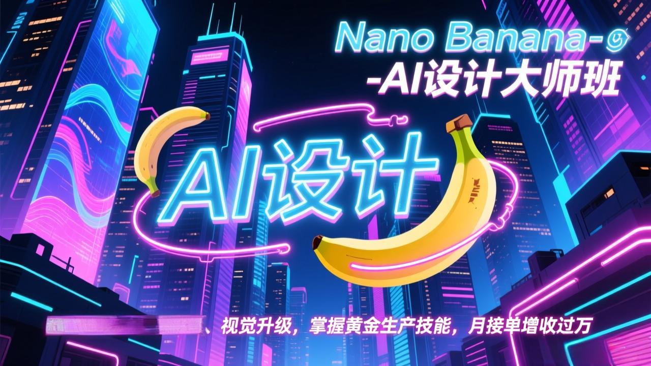 Nano Banana-AI设计大师班，修图合成、广告创作、视觉升级，掌握黄金生产技能，月接单增收过万插图