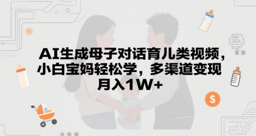 AI生成母子对话育儿类视频，小白宝妈轻松学，多渠道变现，月入1W+-DE云网创