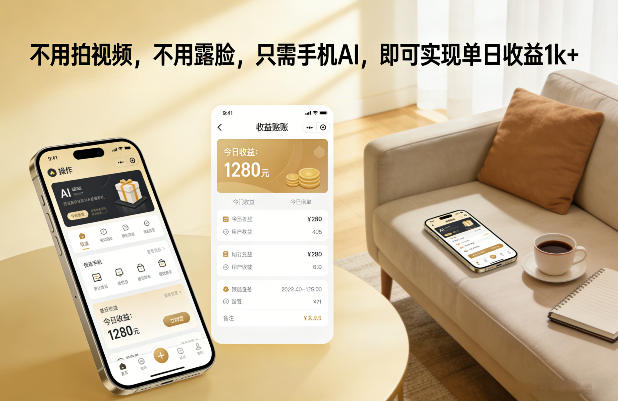 不用拍视频，不用露脸，只需手机AI，即可实现单日收益1k+【揭秘】-DE云网创