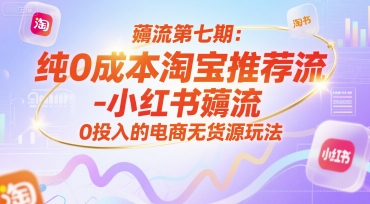 薅流第七期：纯0成本淘宝推荐流-小红书薅流最新版目，0投入的电商无货源玩法（附赠往期）-DE云网创