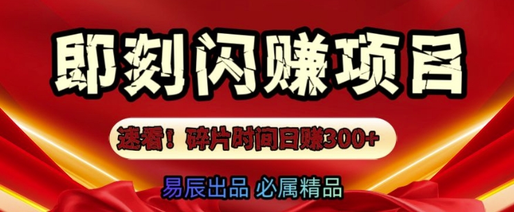 速看!零门槛即刻闪赚副业项目，轻松用碎片时间日入3张-DE云网创