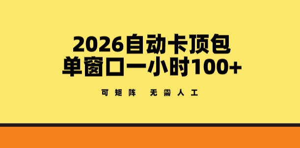 2026自动卡顶包玩法,单窗口一小时100+,可矩阵操作,无需人工【揭秘】-DE云网创