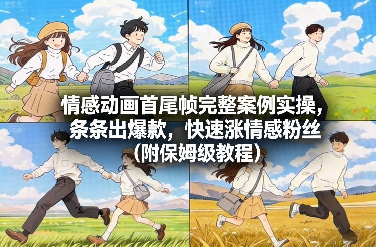 情感动画首尾帧完整案例实操，条条出爆款，快速涨情感粉丝(附保姆级教程)-DE云网创