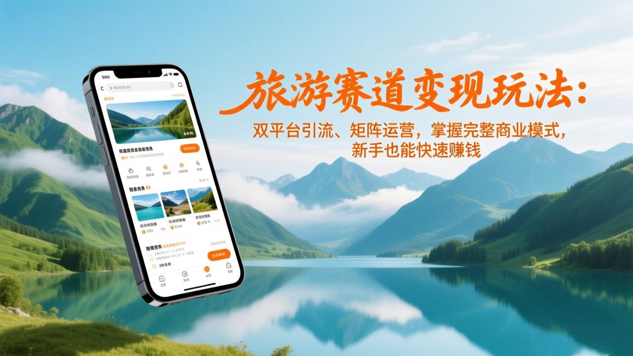 旅游赛道变现玩法：双平台引流、矩阵运营，掌握完整商业模式，新手也能快速赚钱-DE云网创