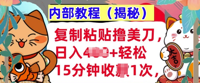 复制粘贴撸美刀，日入多张，内部教程(揭秘)，懒人捡钱，长期自动收入-DE云网创