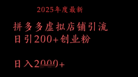 拼多多复制粘贴日引200+付费创业粉，月入1w最新教程-DE云网创