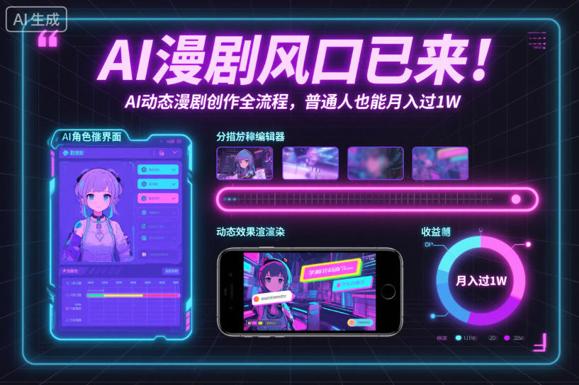 AI漫剧风口已来！AI动态漫剧创作全流程，普通人也能月入过1W-DE云网创