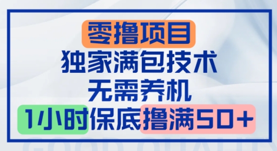 零撸顶配玩法，独家满包技术，无需养机，1小时保底撸满50+-DE云网创