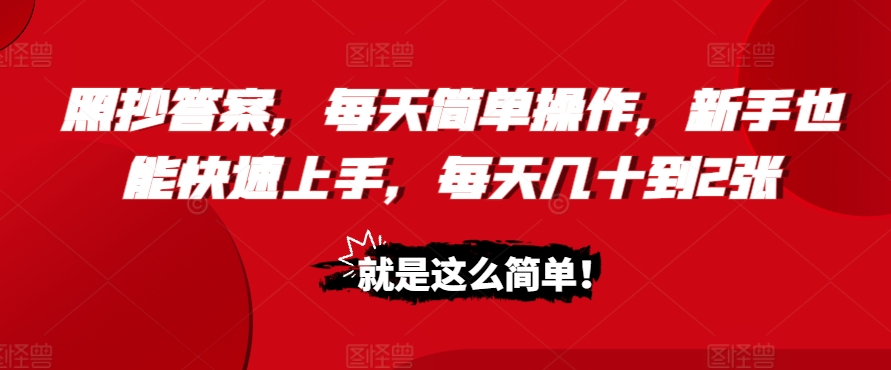 照抄答案，每天简单操作，新手也能快速上手，每天几十到2张-DE云网创