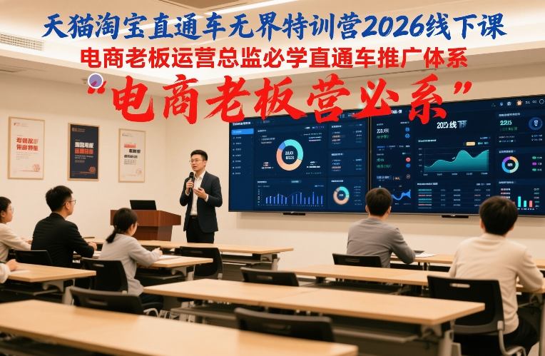 天猫淘宝直通车无界特训营2026线下课，电商老板运营总监必学直通车推广体系-DE云网创