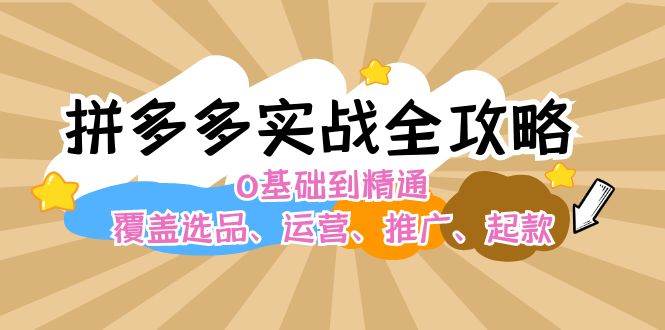 拼多多实战全攻略：0基础到精通，覆盖选品、运营、推广、起款-DE云网创