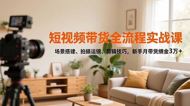 短视频带货全流程实战课，场景搭建、拍摄运镜、剪辑技巧，新手月带货佣金3万+-DE云网创