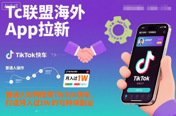 Tc联盟海外App拉新：普通人如何搭乘TikTok快车，打造月入过1W的可持续副业-DE云网创