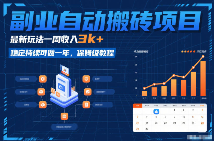 副业自动搬砖项目，最新玩法一周收入3k+，稳定持续可做一年，保姆级教程【揭秘】-DE云网创