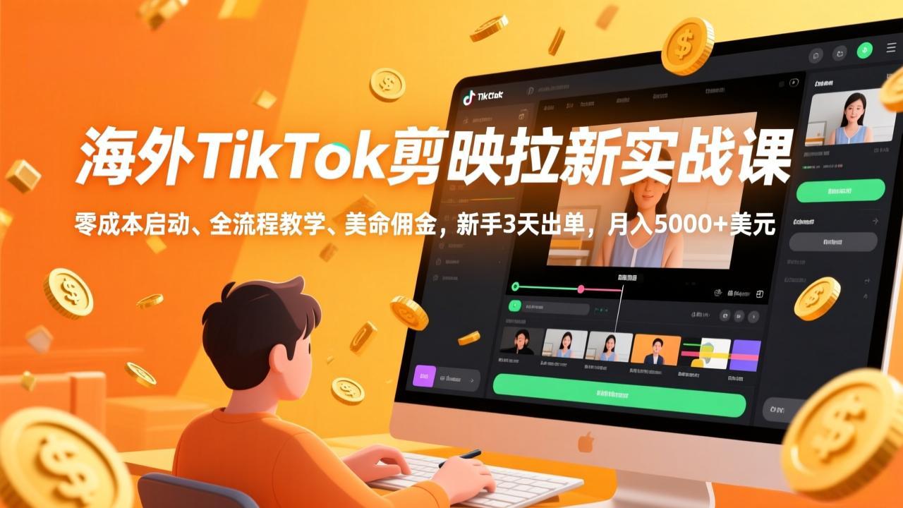 海外TikTok剪映拉新实战课,零成本启动、全流程教学、美金佣金,新手3天出单,月入5000+美元插图 海外TikTok剪映拉新实战课,零成本启动、全流程教学、美金佣金,新手3天出单,月入5000+美元插图