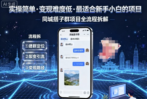 实操简单，变现难度低，最适合新手小白做的项目，每天轻松收入3张，同城搭子群项目全流程拆解-DE云网创