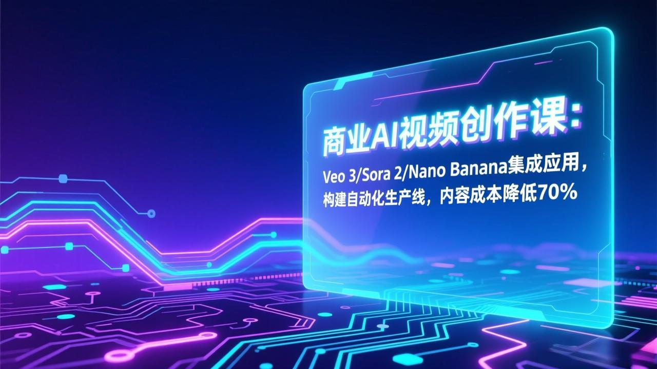 商业AI视频创作课:Veo 3/Sora 2/Nano Banana集成应用,构建自动化生产线,内容成本降低70%插图 商业AI视频创作课:Veo 3/Sora 2/Nano Banana集成应用,构建自动化生产线,内容成本降低70%插图