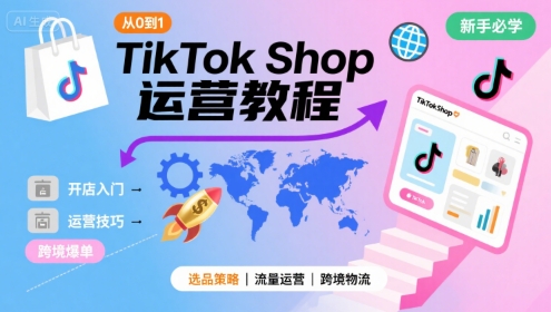 TikTok Shop从0到1运营教程，TikTok跨境电商新手必学课程-DE云网创