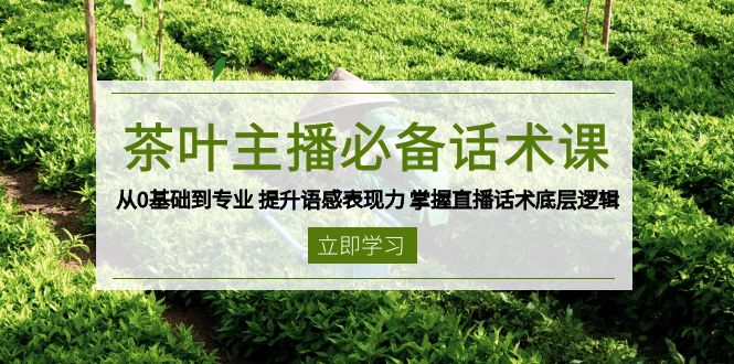 （13961期）茶叶 主播必备话术课 从0基础到专业 提升语感表现力 掌握直播话术底层逻辑-DE云网创
