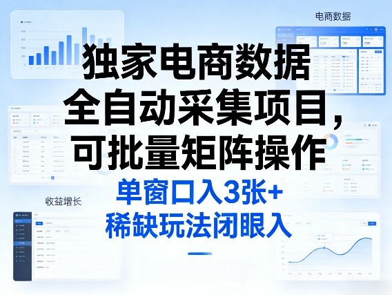 独家电商数据全自动采集项目,可批量矩阵操作,单窗口日入3张+,稀缺玩法闭眼入【揭秘】-DE云网创