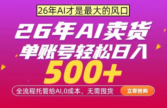 AI全自动卖货，0成本出单，单账号轻松日入500+，24小时出收益，无需囤货【揭秘】-DE云网创