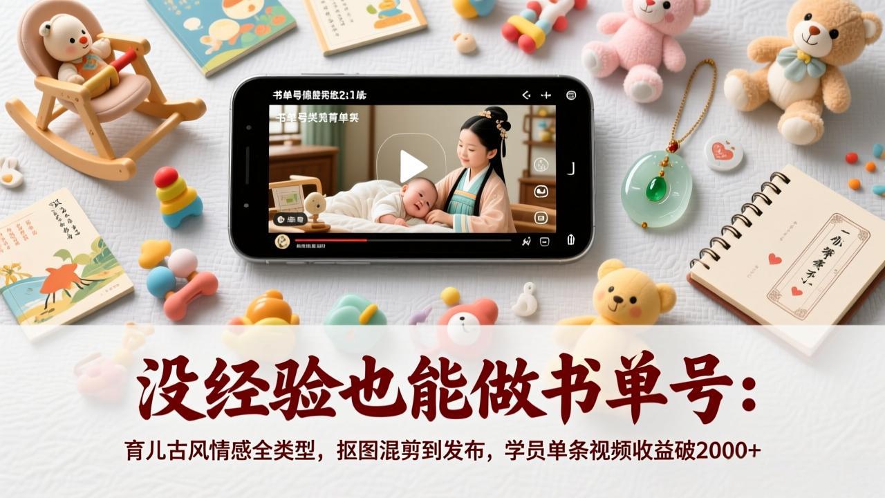 没经验也能做书单号:育儿古风情感全类型,抠图混剪到发布,学员单条视频收益破2000+插图 没经验也能做书单号:育儿古风情感全类型,抠图混剪到发布,学员单条视频收益破2000+插图