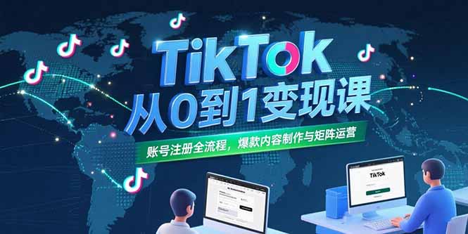 （15346期）TikTok从0到1变现课，账号注册全流程，爆款内容制作与矩阵运营-DE云网创