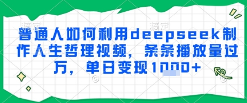 普通人如何利用deepseek制作人生哲理视频，条条播放量过W，单日变现多张-DE云网创