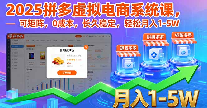 2025拼多多虚拟电商系统课,可矩阵,0成本,长久稳定,轻松月入1-5W-DE云网创