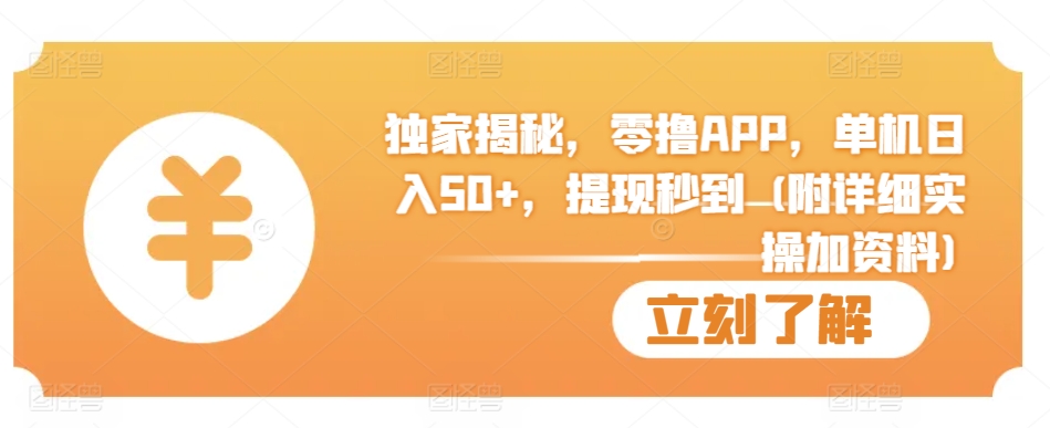 独家揭秘，零撸APP，单机日入50+，提现秒到 (附详细实操加资料)-DE云网创