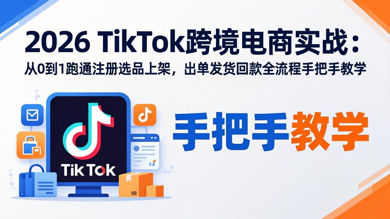 2026TikTok跨境电商实战:从0到1跑通注册选品上架,出单发货回款全流程手把手教学插图 2026TikTok跨境电商实战:从0到1跑通注册选品上架,出单发货回款全流程手把手教学插图