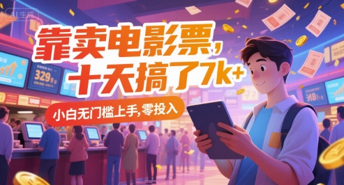 靠卖电影票，十天搞了7k+，小白无门槛上手，零投入【揭秘】-DE云网创