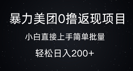 暴力美团0撸返现，简单批量，日入2张-DE云网创