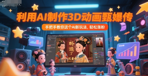 利用AI制作3D动画甄嬛传，流量爆了，手把手教你这个AI新玩法，轻松涨粉-DE云网创