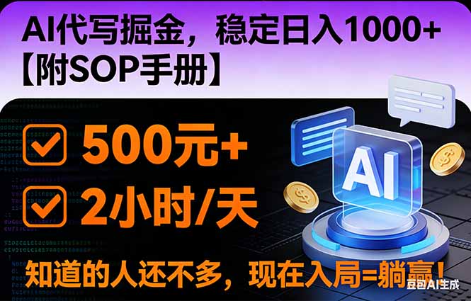 2026风口项目,AI代写掘金，稳定日入1000+，掌握核心技能【附SOP手册】-DE云网创