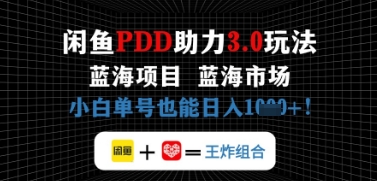 闲鱼拼多多助力，蓝海项目新手单号也能日入几张-DE云网创