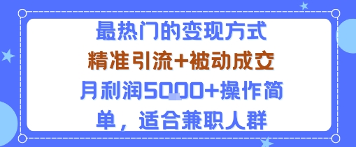 小众赛道玩法：当下最热门的变现方式，精准引流+被动成交月利润5k+操作简单，适合兼职人群-DE云网创
